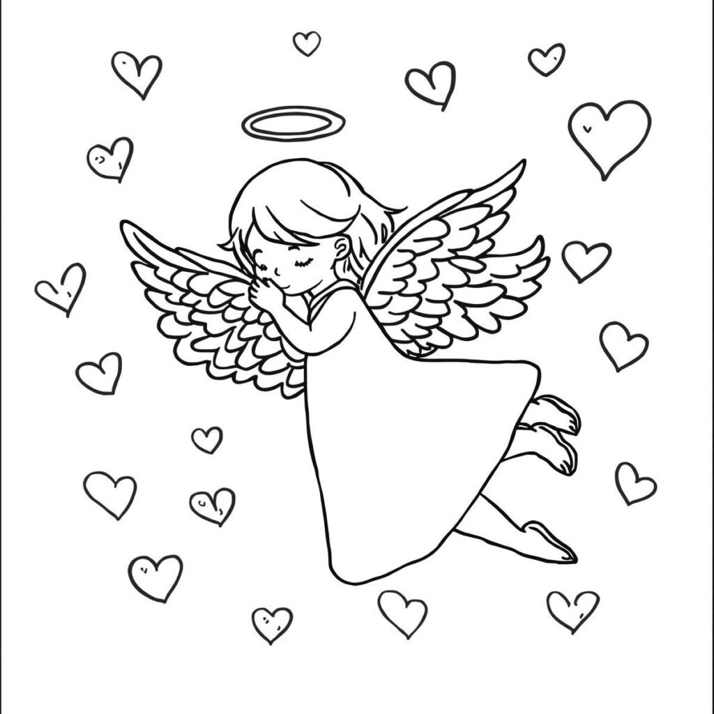Angel Surrounded by Hearts