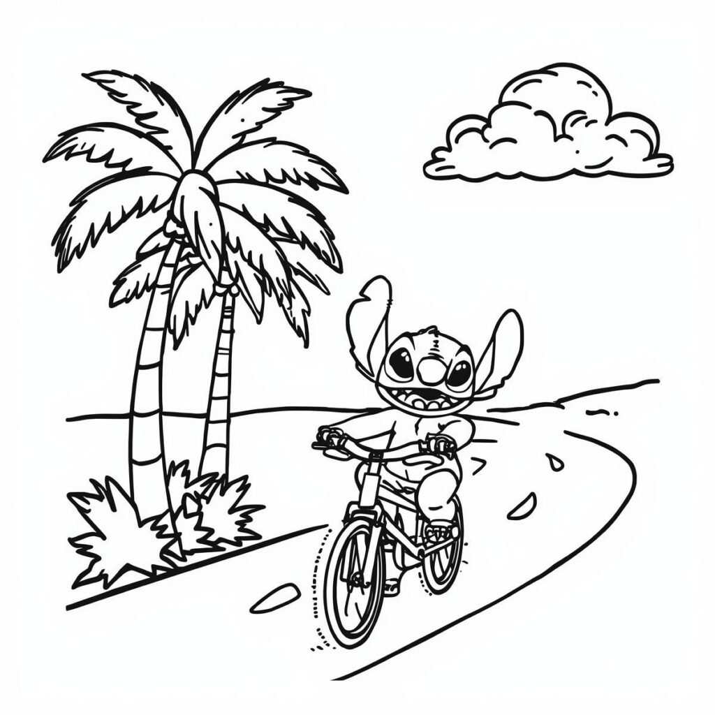 Stitch Riding a Bicycle