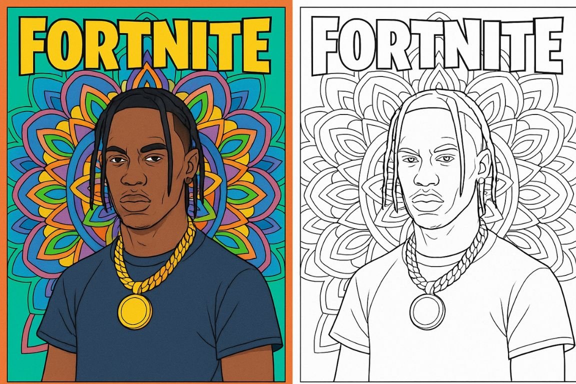 Travis Scott Fortnite Coloring Pages Monday Mandala