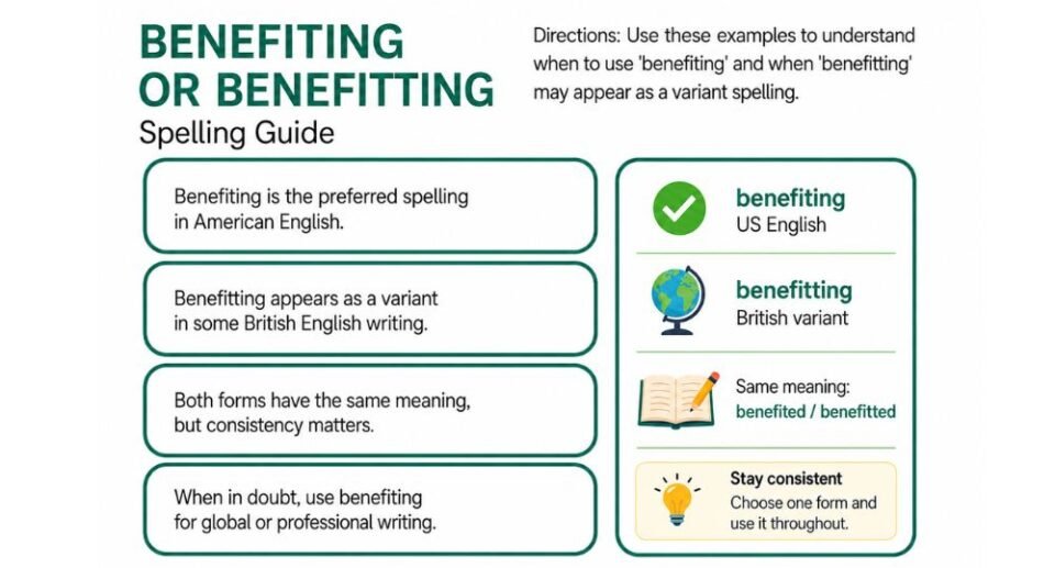 Benefiting or Benefitting: Correct Spelling, Meaning & Examples